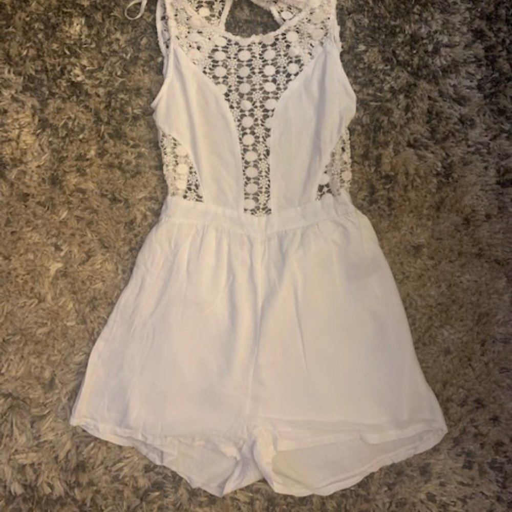 Lovely Girl White Lace Romper